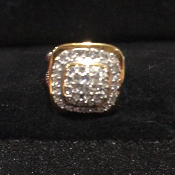 Emma Skye DSMK Gold tone Stainless Silver pave ring size 10 - Picture 4 of 11